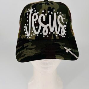 Camo  Bling 'Jesus' Trucker Hat